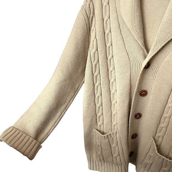 Norma Della Italian Shawl Collar Wool Blend Knit Cardigan Fishermancore Grandpa - Picture 4 of 8